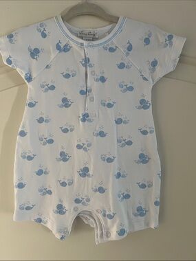 Kissy Kissy White One-Piece with Light Blue Whale Print